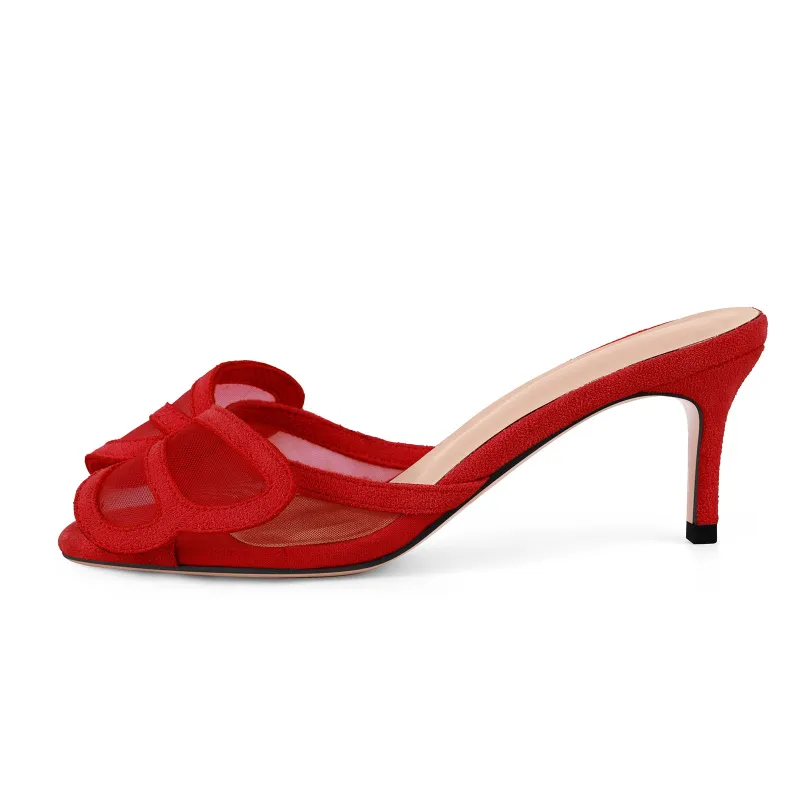 Mesh Butterfly Suede Sandals Mules sold by Onlymaker