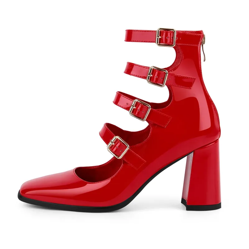 Square Toe Multi Buckle Strap Pumps sold by Onlymaker