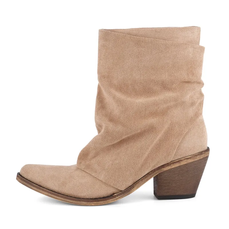 Suede Pointed Toe Western Ankle Boots sold by Onlymaker