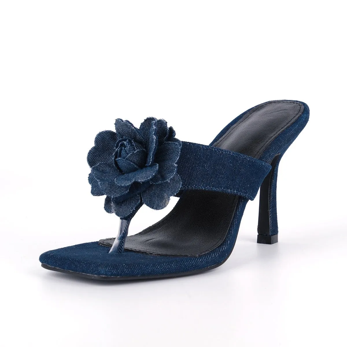 Square Toe Flower Denim Flip Flops Sandals sold by Onlymaker product image thumbnail 2