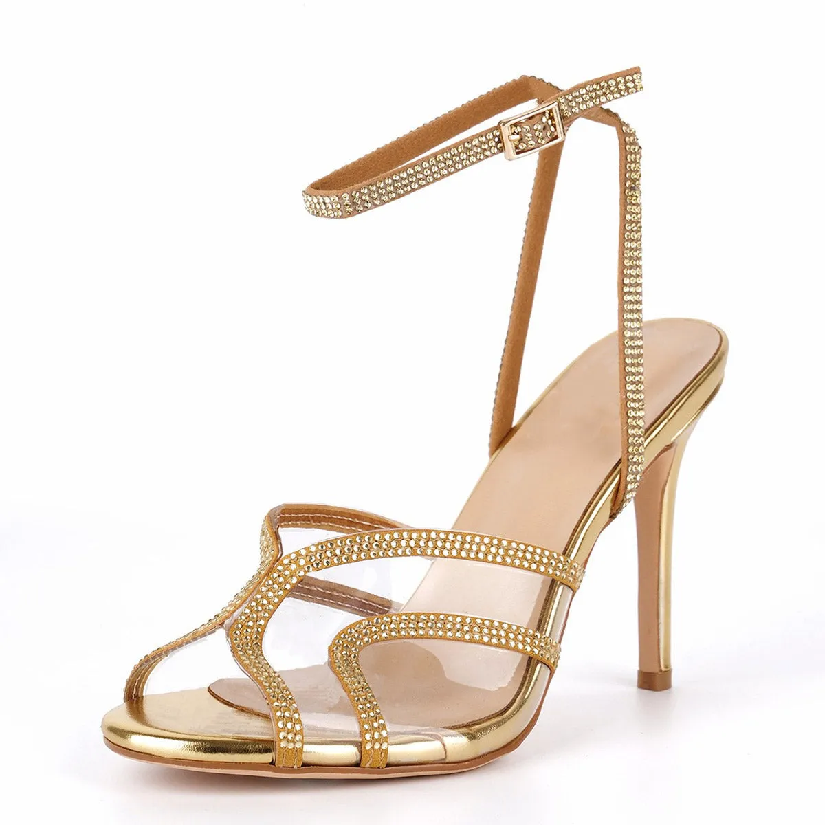 Clear Rhinestone Ankle Strap Stiletto Sandals sold by Onlymaker product image thumbnail 2