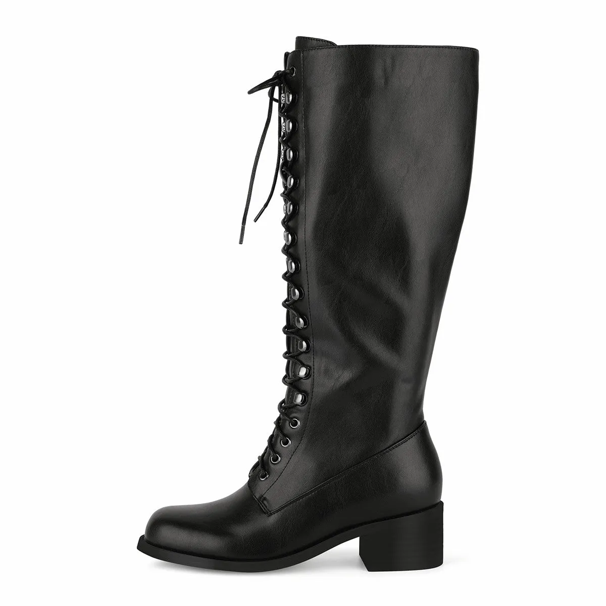 Square Toe Lace-up Chunky Heel Knee High Boots sold by Onlymaker product image thumbnail 4