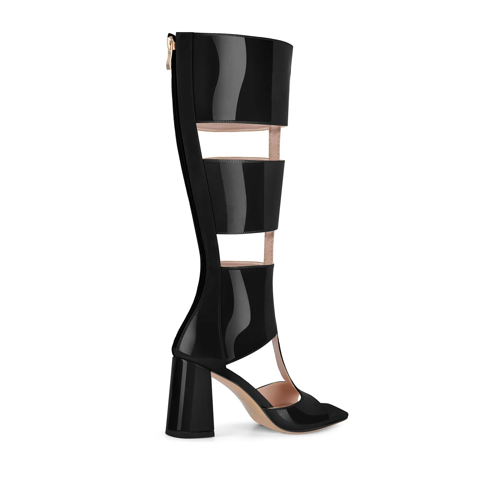 Square Toe Patent Leather Chunky Heel Bootie Sandals sold by Onlymaker product image thumbnail 4