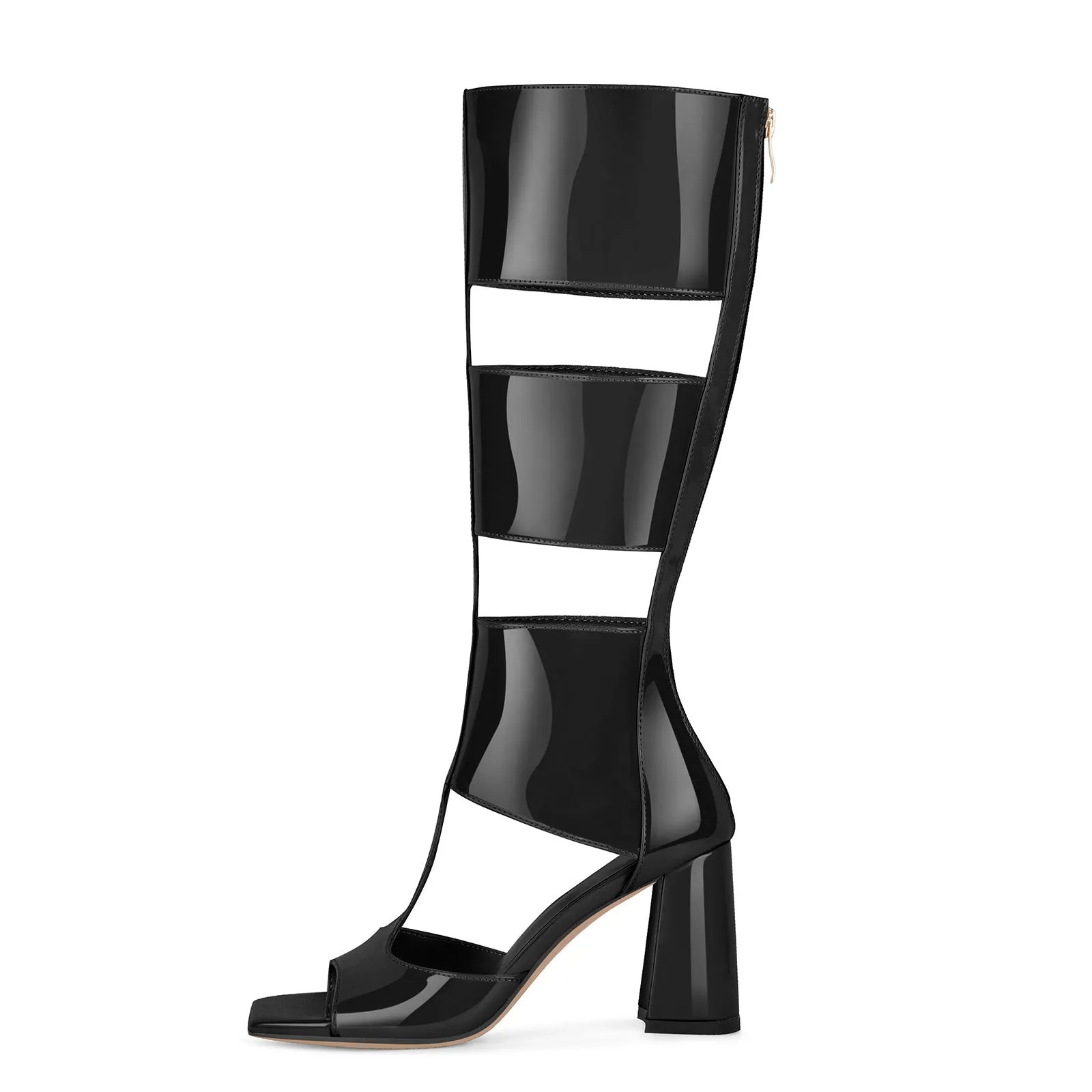 Square Toe Patent Leather Chunky Heel Bootie Sandals sold by Onlymaker