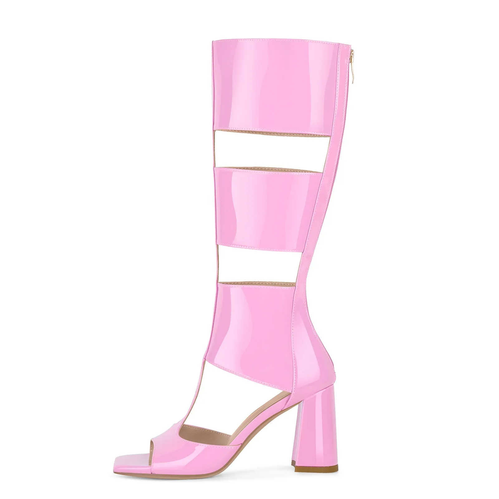 Square Toe Patent Leather Chunky Heel Bootie Sandals sold by Onlymaker product image thumbnail 5