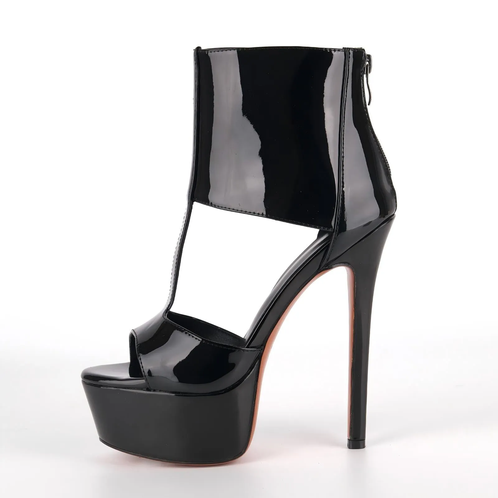 Round Toe Platform Patent Leather Bootie Sandals sold by Onlymaker product image thumbnail 2