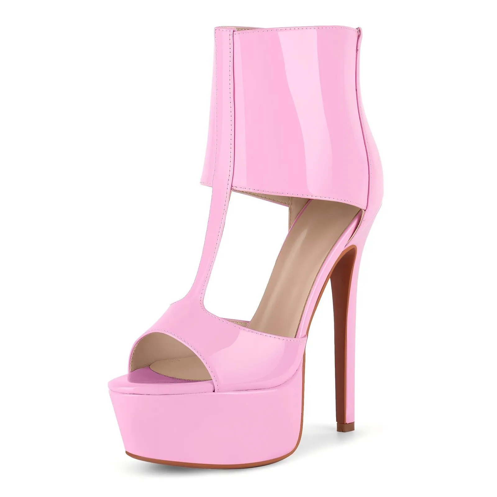 Round Toe Platform Patent Leather Bootie Sandals sold by Onlymaker product image thumbnail 3