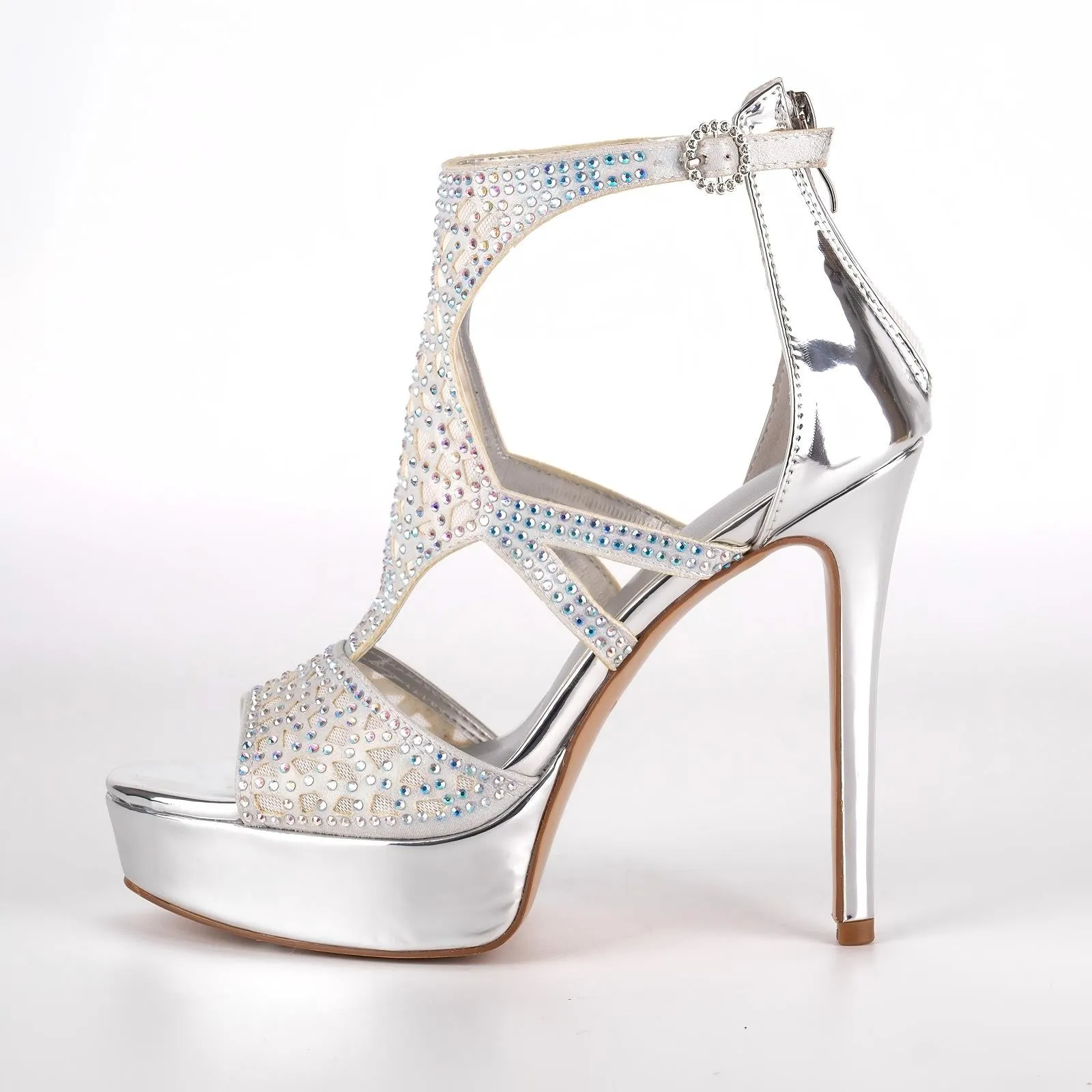 Platform Rhinestone Mesh Stiletto Sandals sold by Onlymaker product image thumbnail 2