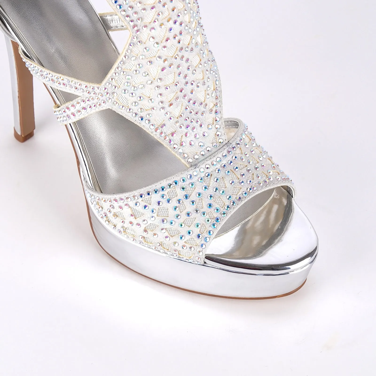 Platform Rhinestone Mesh Stiletto Sandals sold by Onlymaker product image thumbnail 3