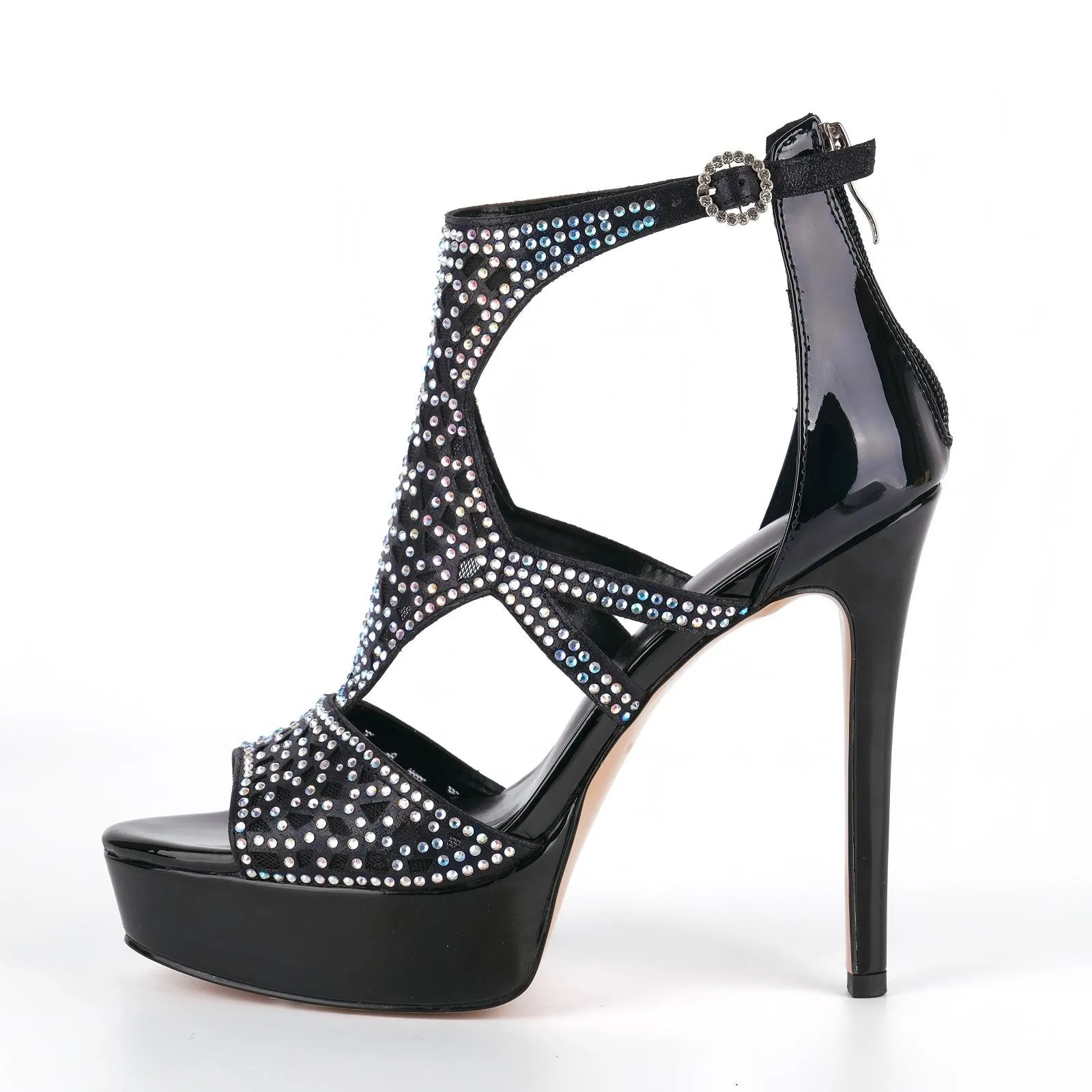 Platform Rhinestone Mesh Stiletto Sandals sold by Onlymaker product image thumbnail 5