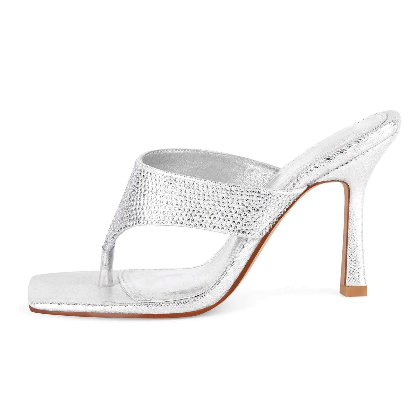 Square Toe Rhinestone Flip Flops Sandals sold by Onlymaker