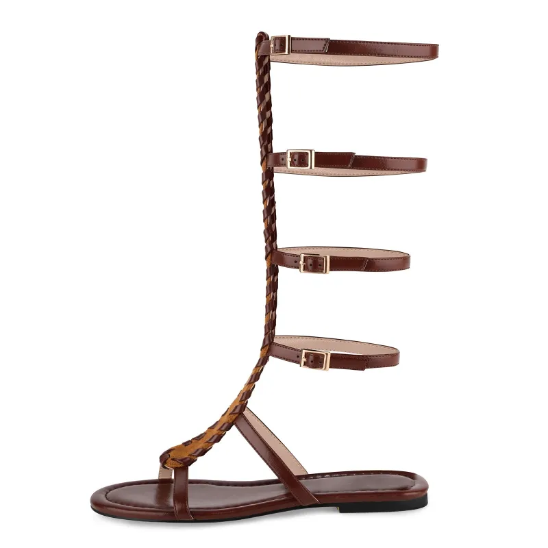 Round Toe Multi Buckle Strap Flat Sandals sold by Onlymaker