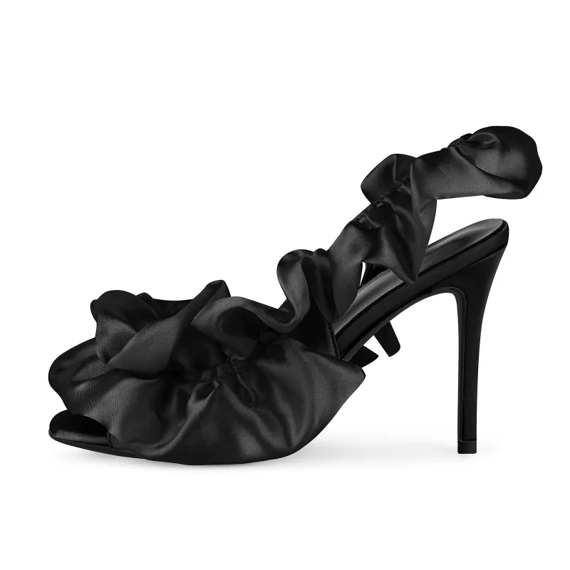 Round Toe Satin Slingback Sandals sold by Onlymaker