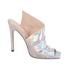 Holographic Square Toe Stiletto Shiny Sandals sold by Onlymaker