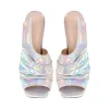 Holographic Square Toe Stiletto Shiny Sandals sold by Onlymaker