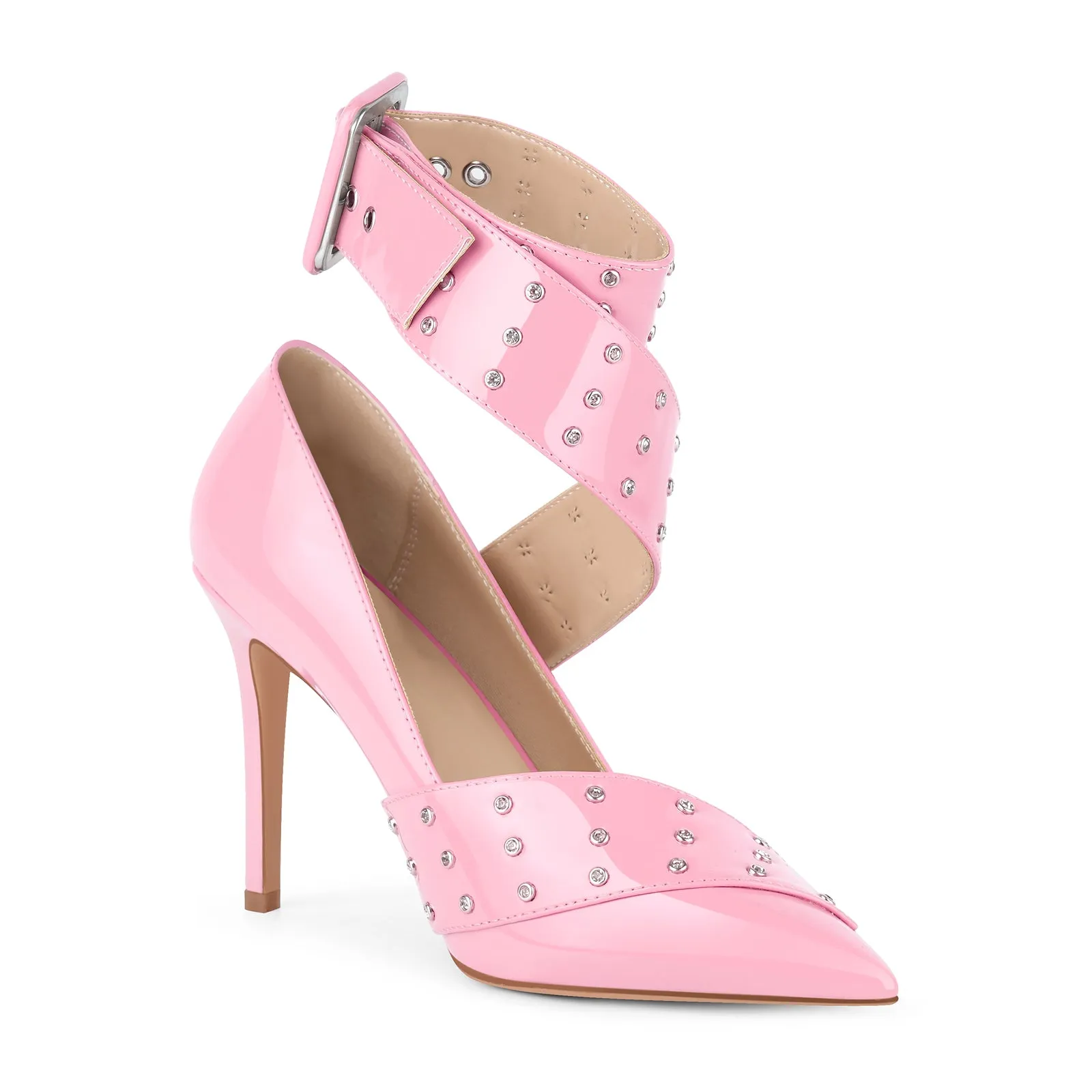 Rhinestone Studded Cross Ankle Strap Pumps sold by Onlymaker product image thumbnail 5