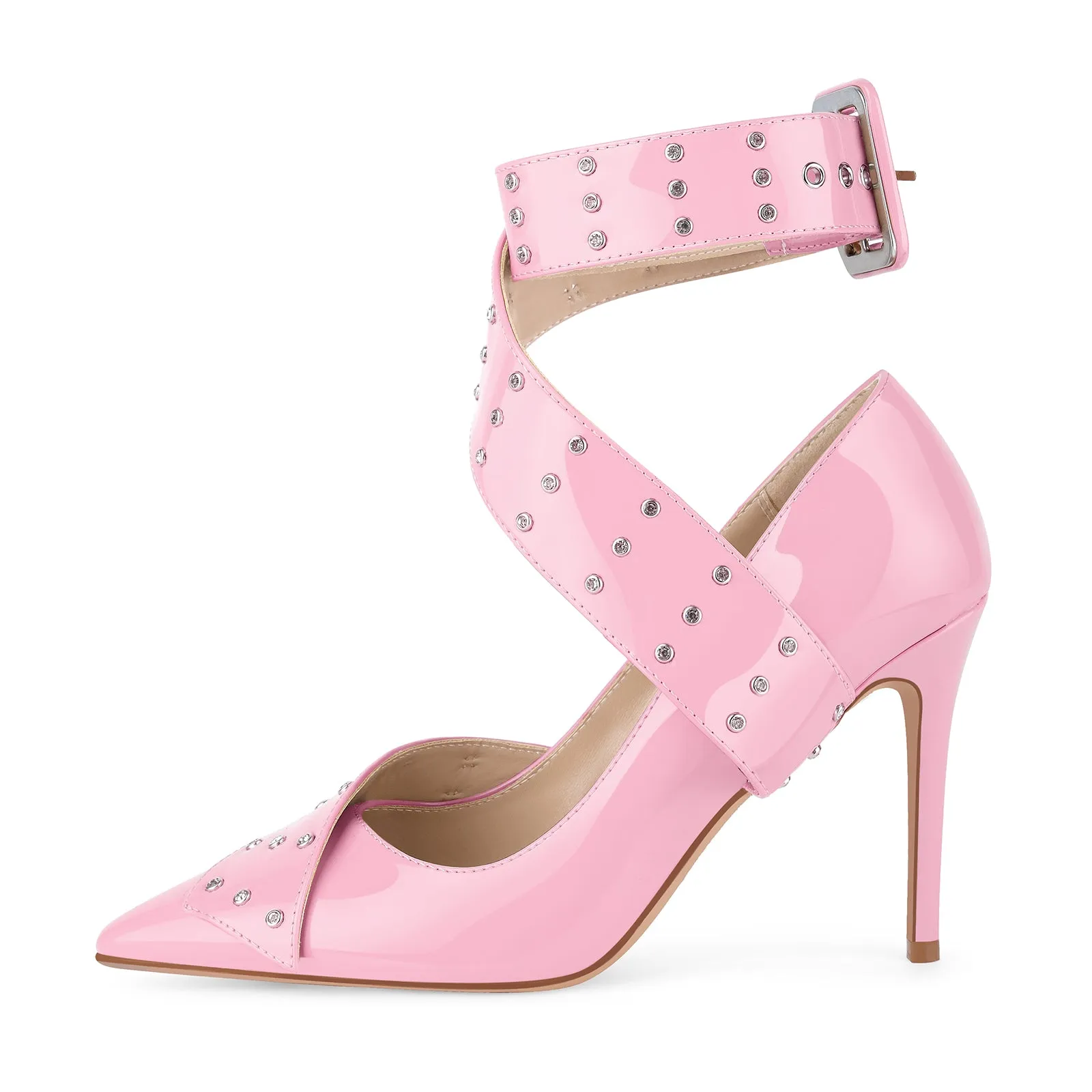 Rhinestone Studded Cross Ankle Strap Pumps sold by Onlymaker