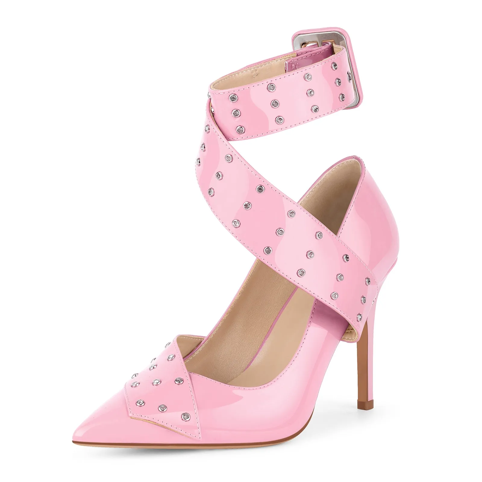 Rhinestone Studded Cross Ankle Strap Pumps sold by Onlymaker product image thumbnail 2