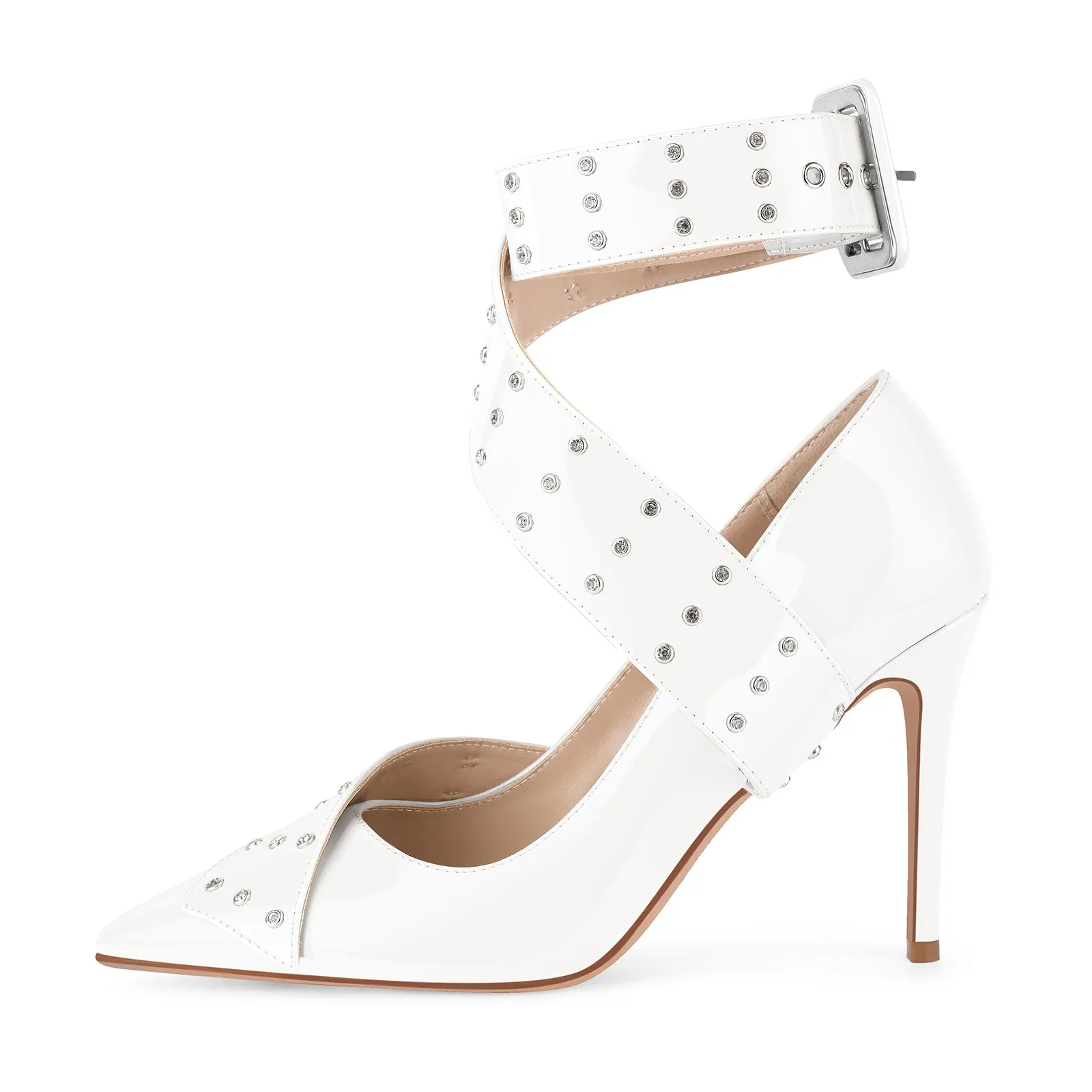 Rhinestone Studded Cross Ankle Strap Pumps sold by Onlymaker product image thumbnail 3