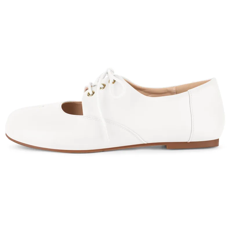 Round Toe Tabi Lace-up Flats sold by Onlymaker