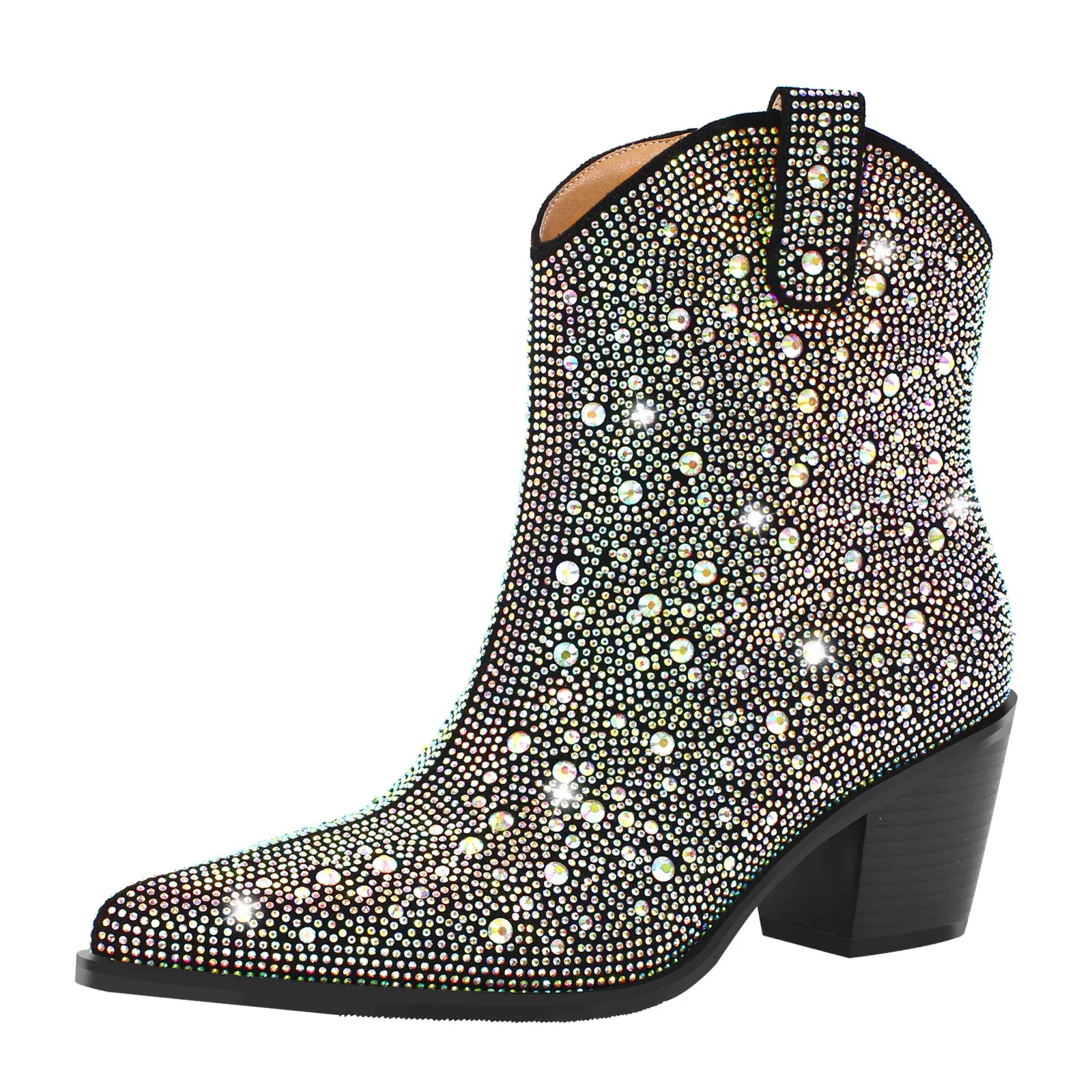 Rhinestone Pointed Toe Chunky Heel Western Boots sold by Onlymaker product image thumbnail 2