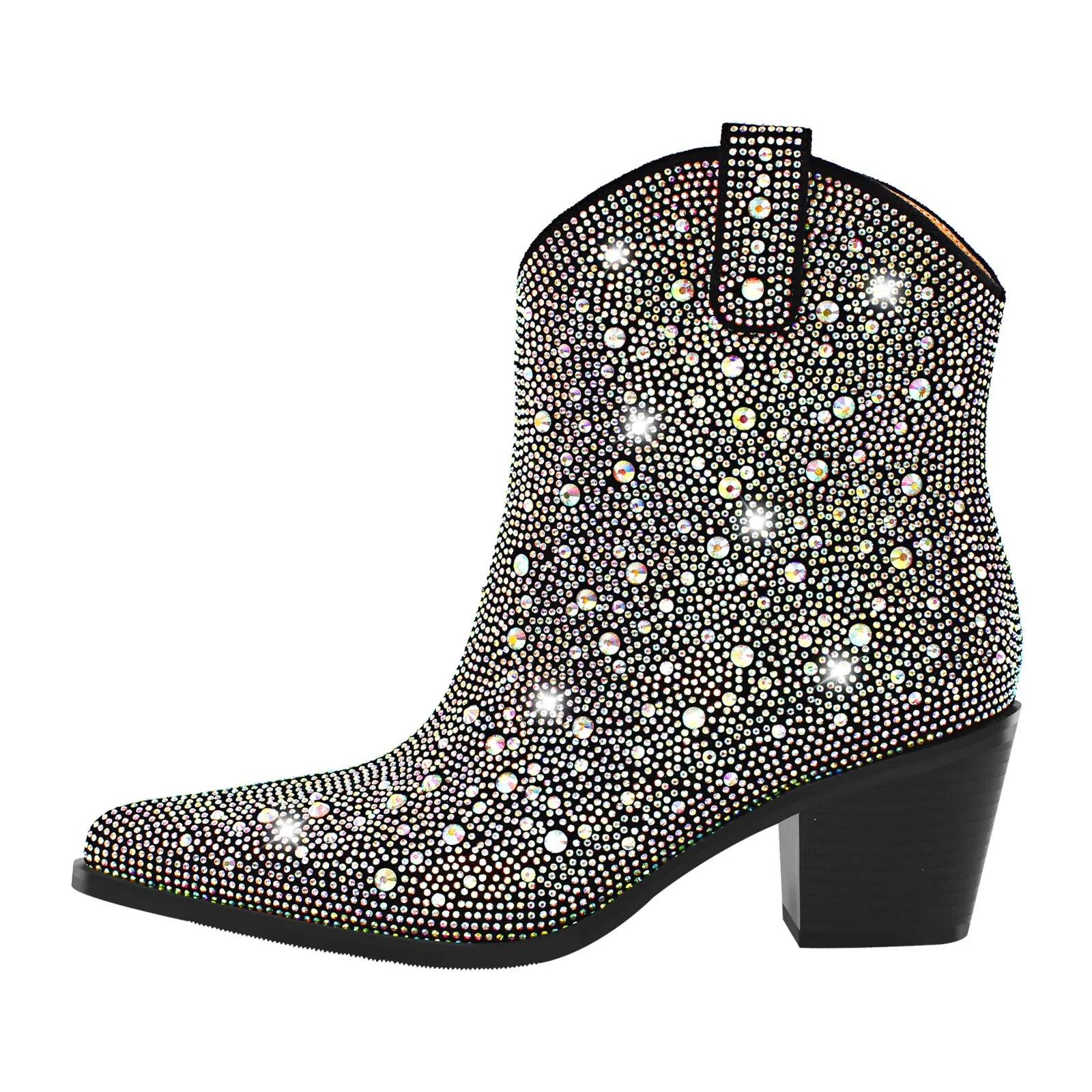 Rhinestone Pointed Toe Chunky Heel Western Boots sold by Onlymaker
