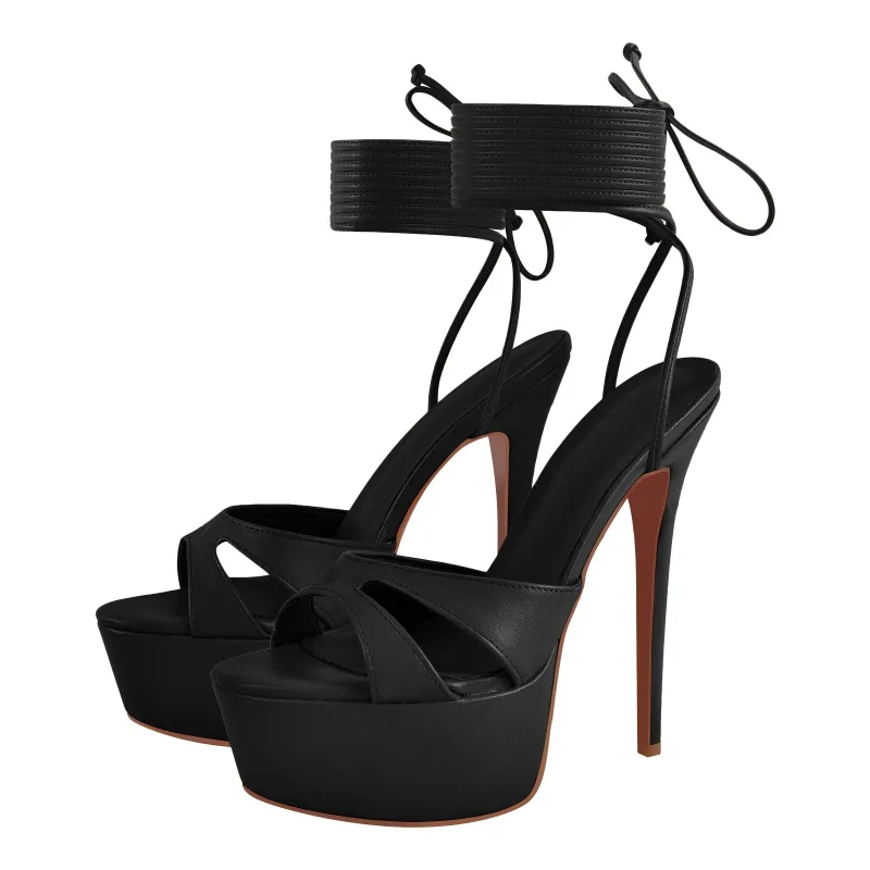 Platform Lace-up High Heel Sandals sold by Onlymaker