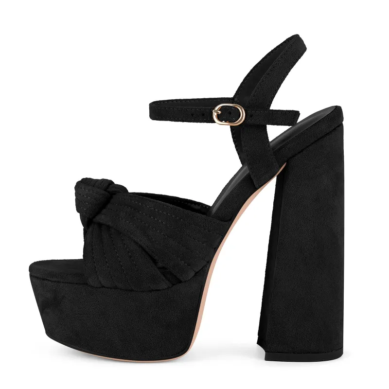 Suede Platform Buckle Strap Chunky Sandals made by Onlymaker