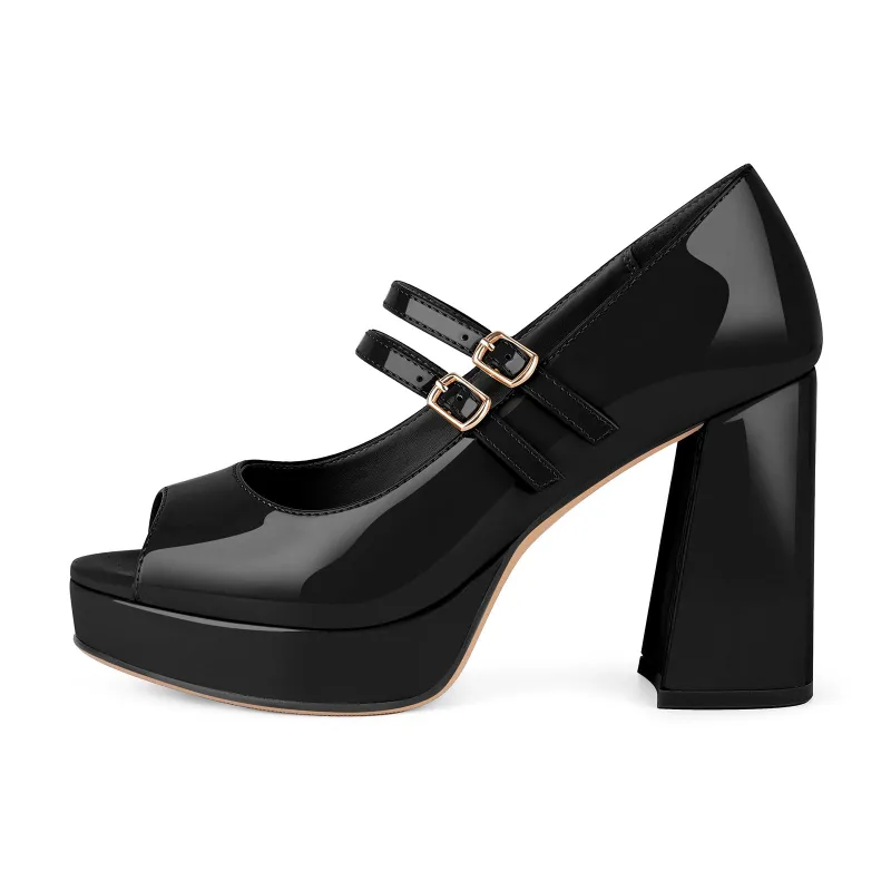Peep Toe Platform Mary Jane Chunky Heels sold by Onlymaker