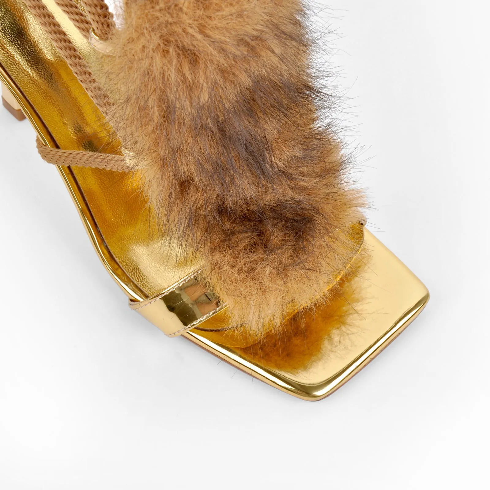 Square Toe Fur Gladiator Lace-up Sandals sold by Onlymaker product image thumbnail 4