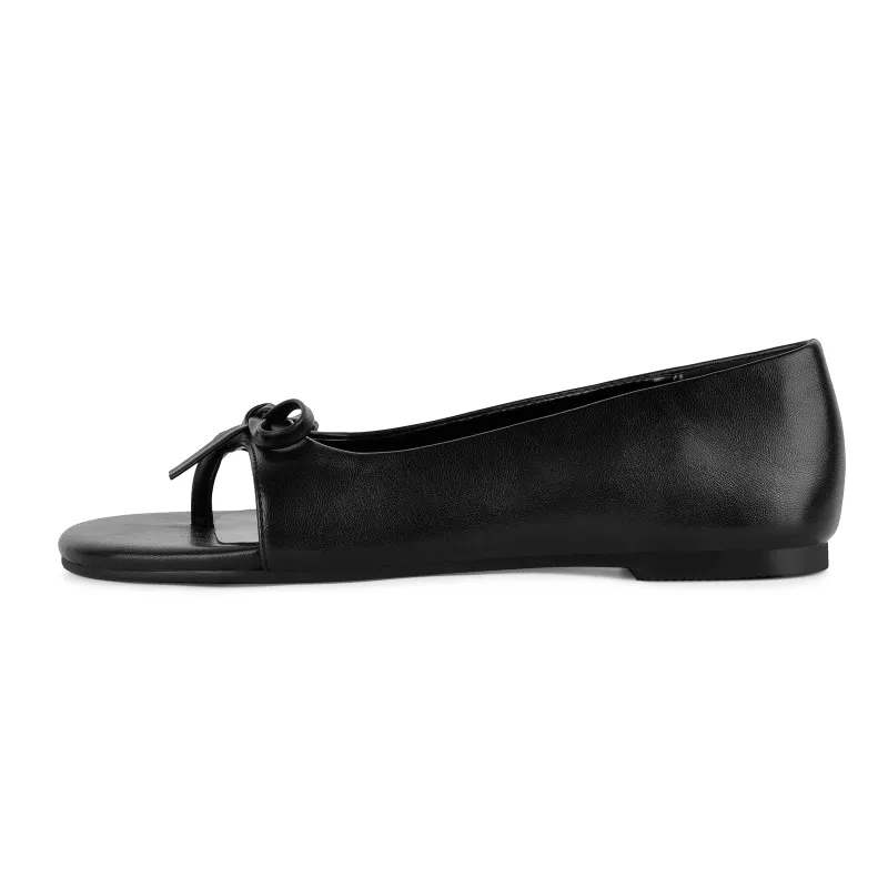 Bow Open Toe Flip-Flop Flats made by Onlymaker