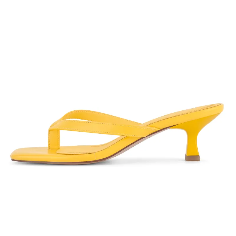 Square Toe Flip-Flop Kitten Heel Sandals made by Onlymaker