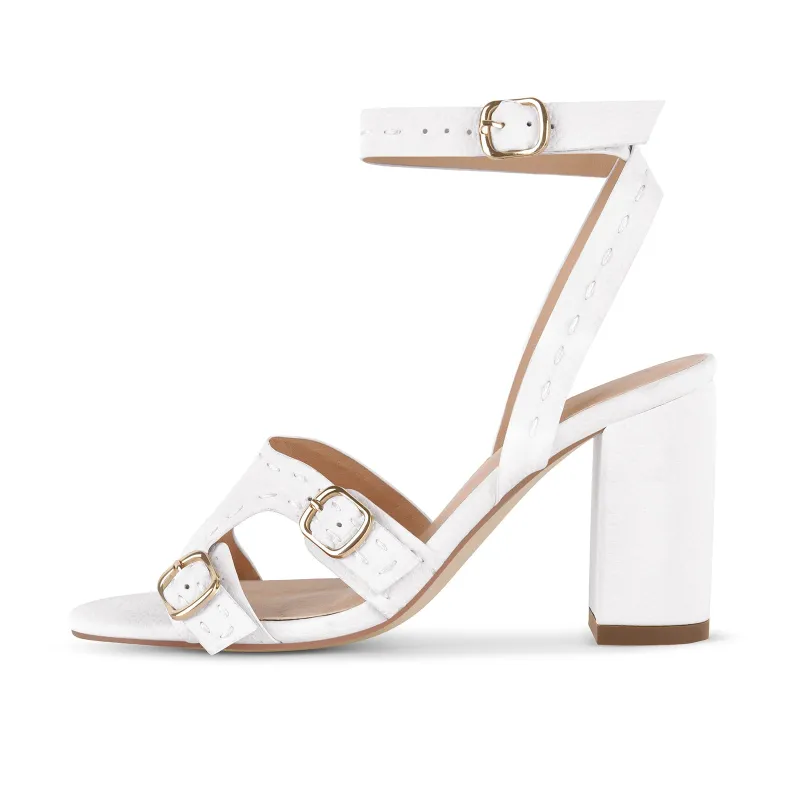 Round Toe Buckle Ankle Strap Chunky Sandals made by Onlymaker