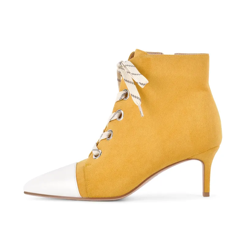 Suede Pointed Toe Lace-up Stiletto Ankle Boots made by Onlymaker