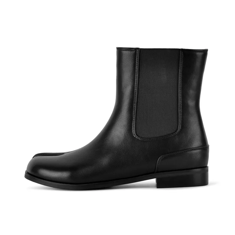 Round Toe Tabi Chelsea Flat Ankle Boots made by Onlymaker