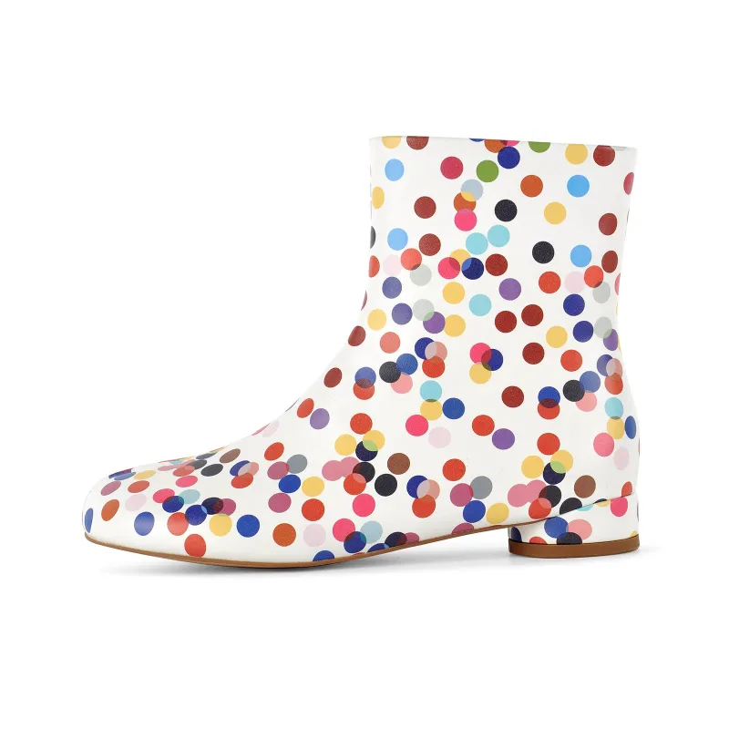 Round Toe Tabi Round Heel Flat Ankle Boots made by Onlymaker
