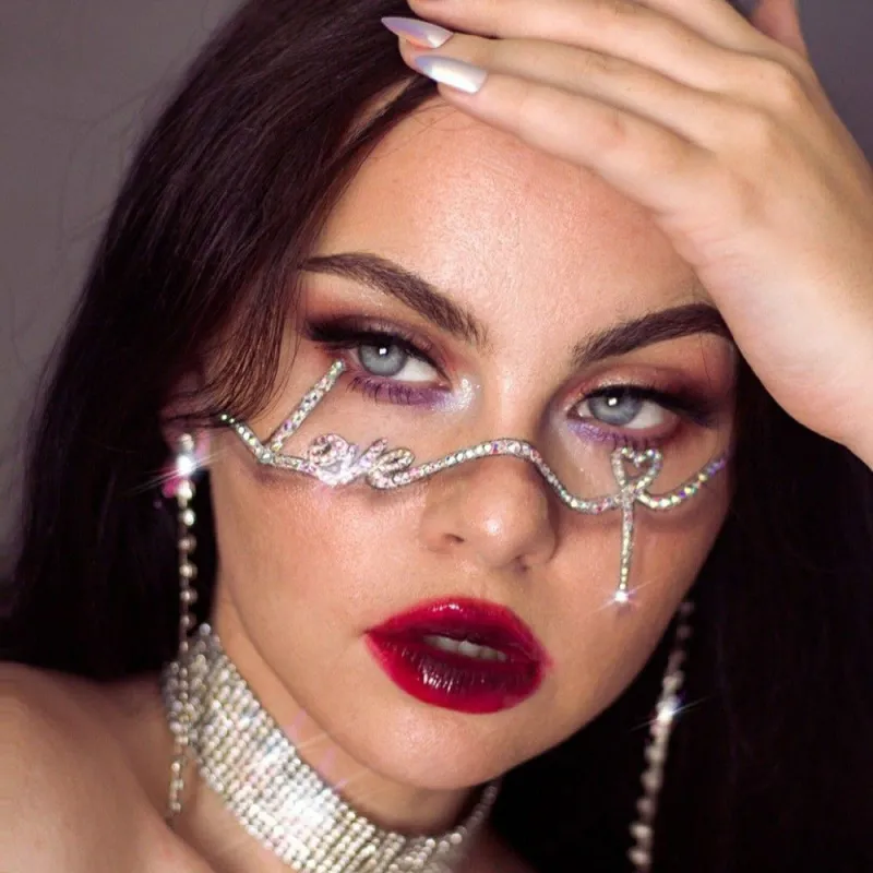 Rhinestone Love Heart Non-Lens Sunglasses made by Onlymaker