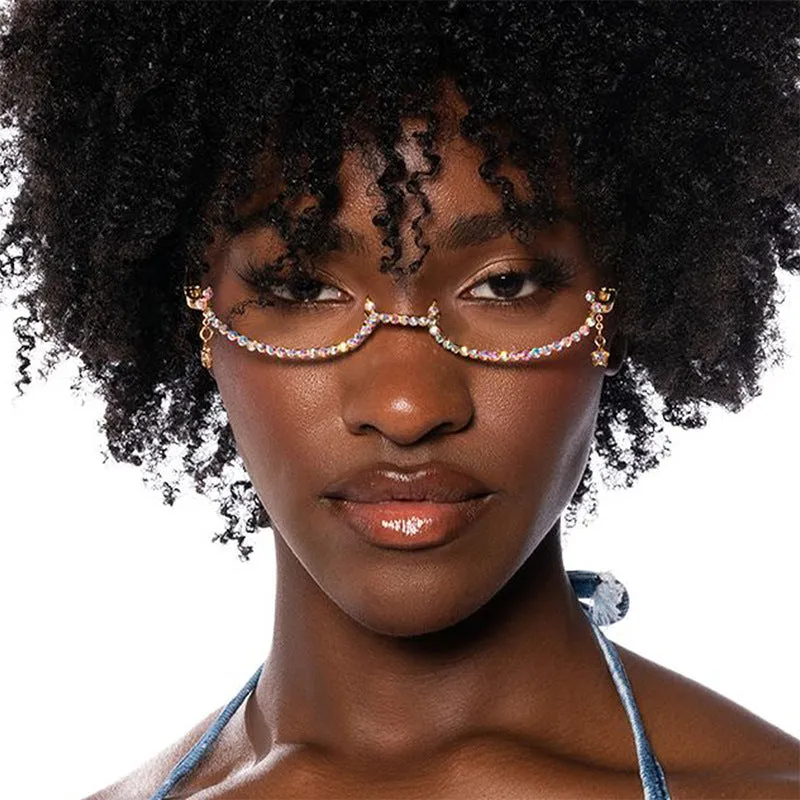 Crystal Non-Lens Decorative Sunglasses made by Onlymaker