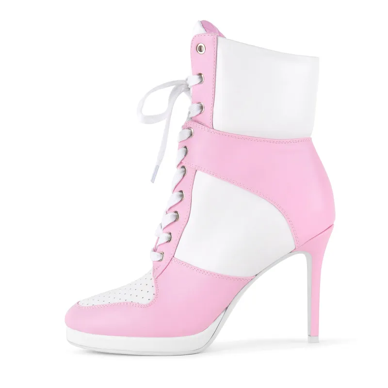 Platform Lace-up Contrast Sporty Ankle Boots made by Onlymaker