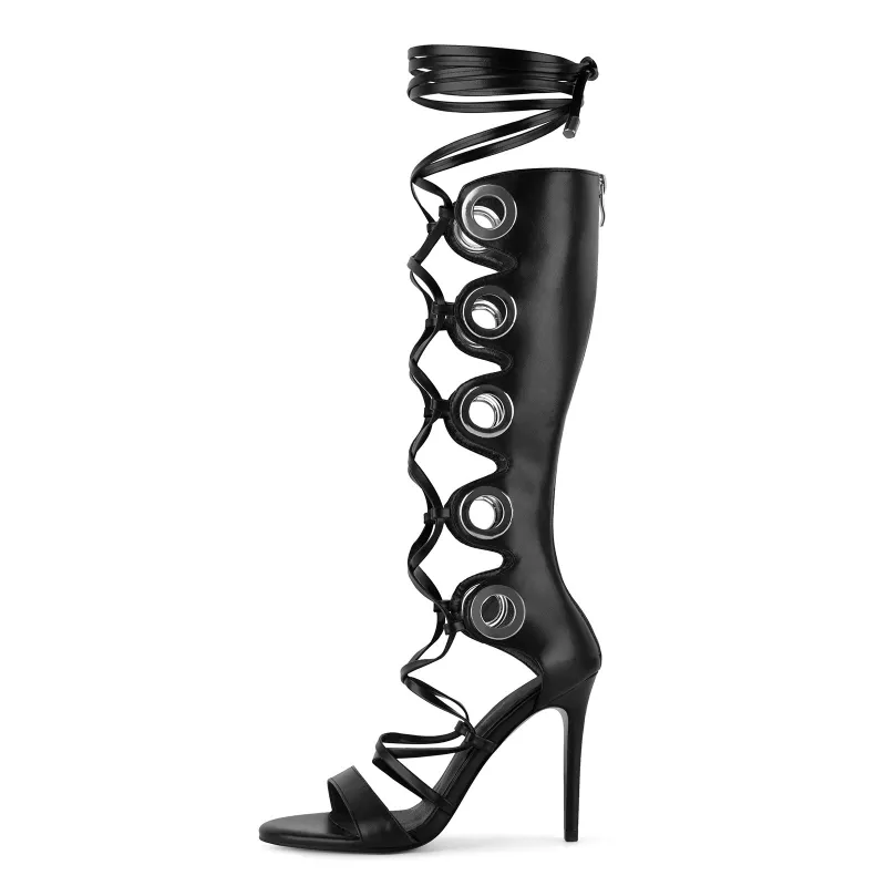 Gladiator Metal Eyelets Lace-up Boots Sandals made by Onlymaker