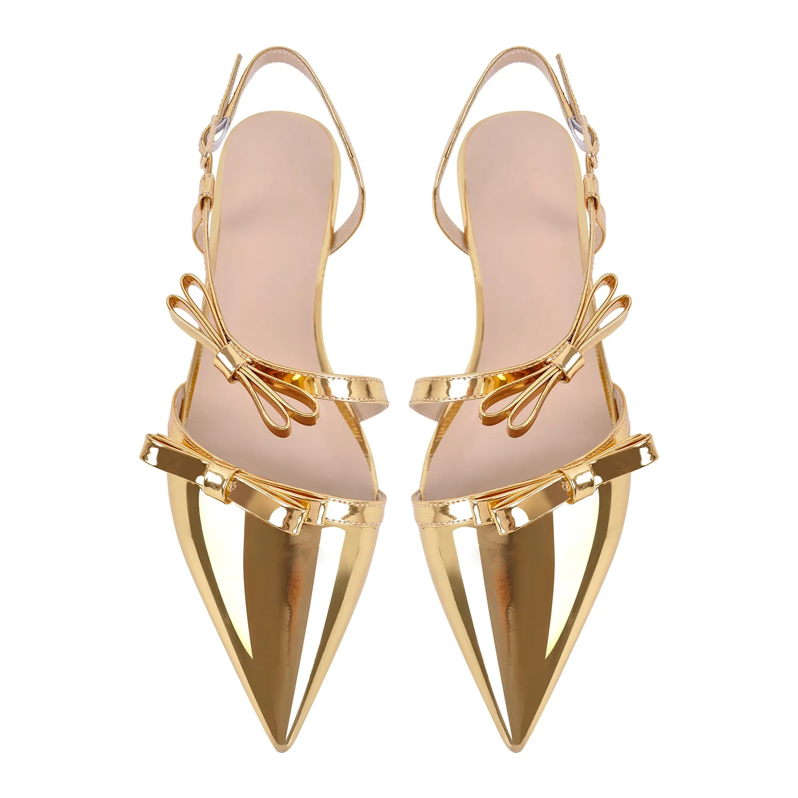 Metallic Bow Pointed Toe Round Heel Slingback Flats sold by Onlymaker product image thumbnail 3