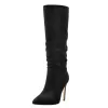 Black Pointed Toe Stiletto Suede Boots sold by Onlymaker