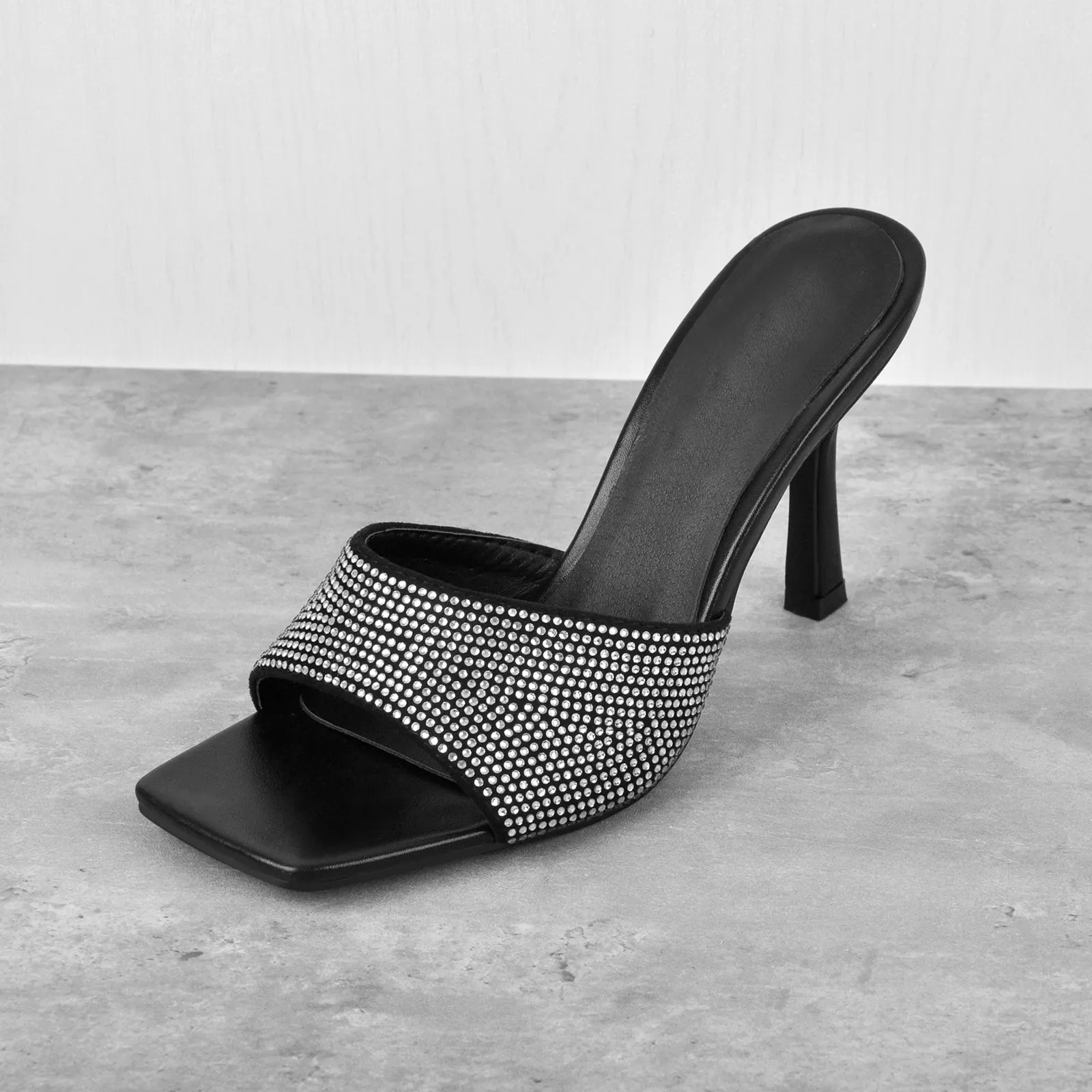 Rhinestone Square Open Toe Stilettos Sandals sold by Onlymaker product image thumbnail 2