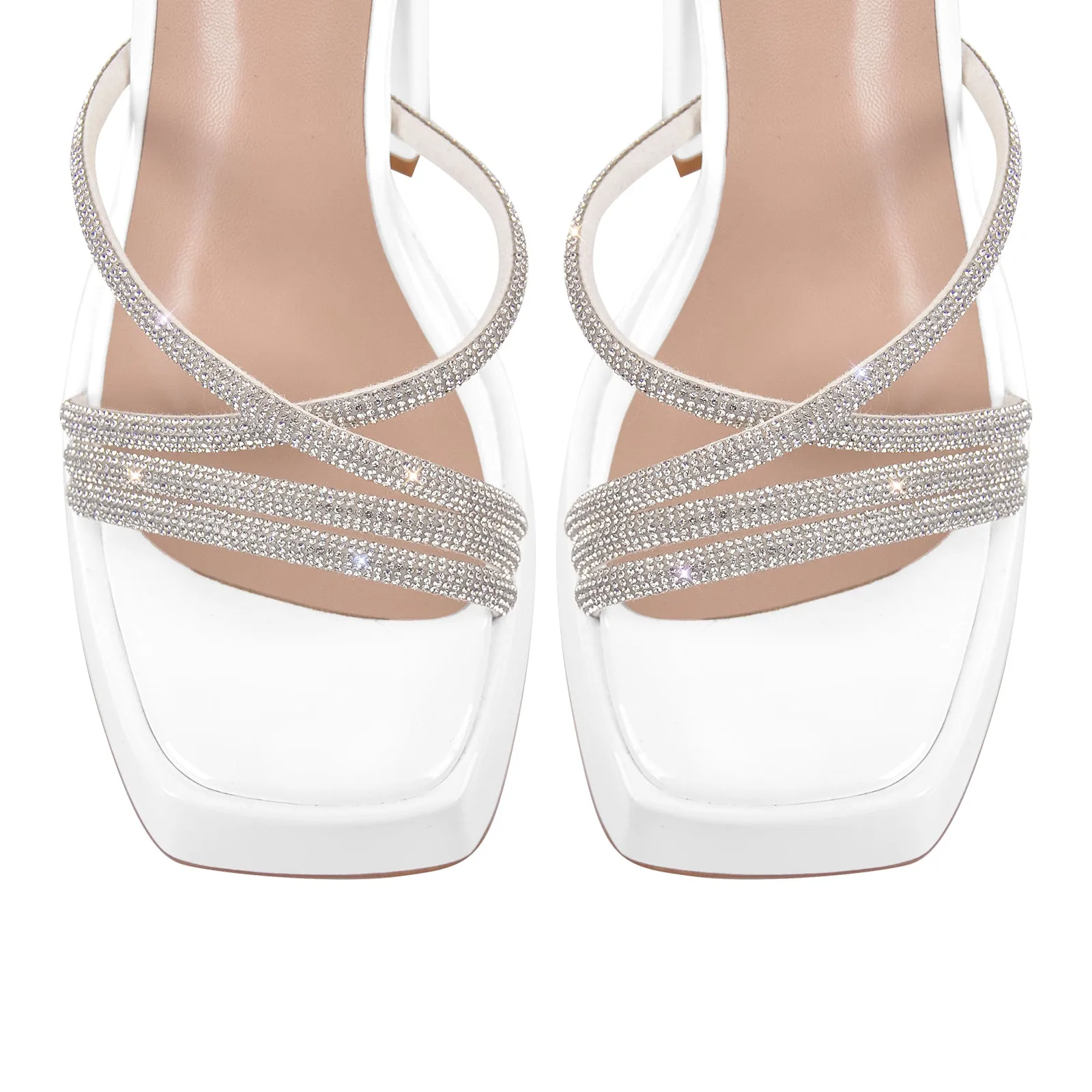 Rhinestone Open Toe Chunky Heel Platform Sandals sold by Onlymaker product image thumbnail 3