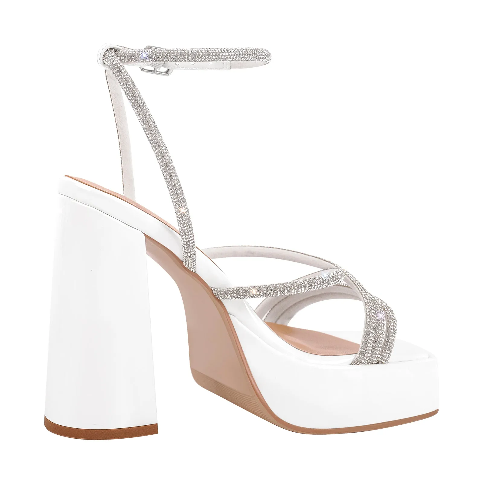 Rhinestone Open Toe Chunky Heel Platform Sandals sold by Onlymaker product image thumbnail 4