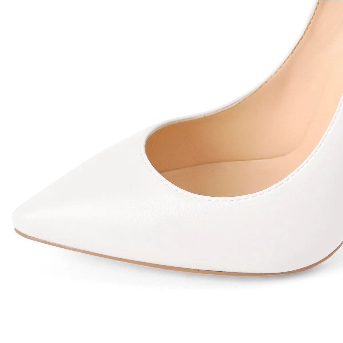 Matte White Pointed Toe Stiletto Pumps sold by Onlymaker product image thumbnail 4