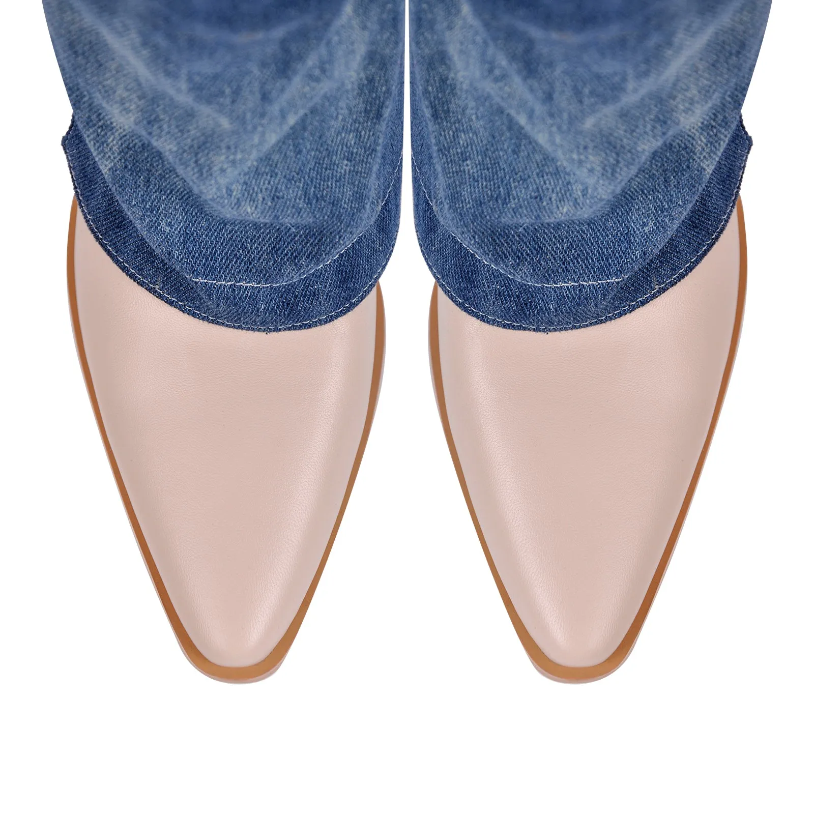 Pointed Toe Slit Denim Fold Over Boots sold by Onlymaker product image thumbnail 4