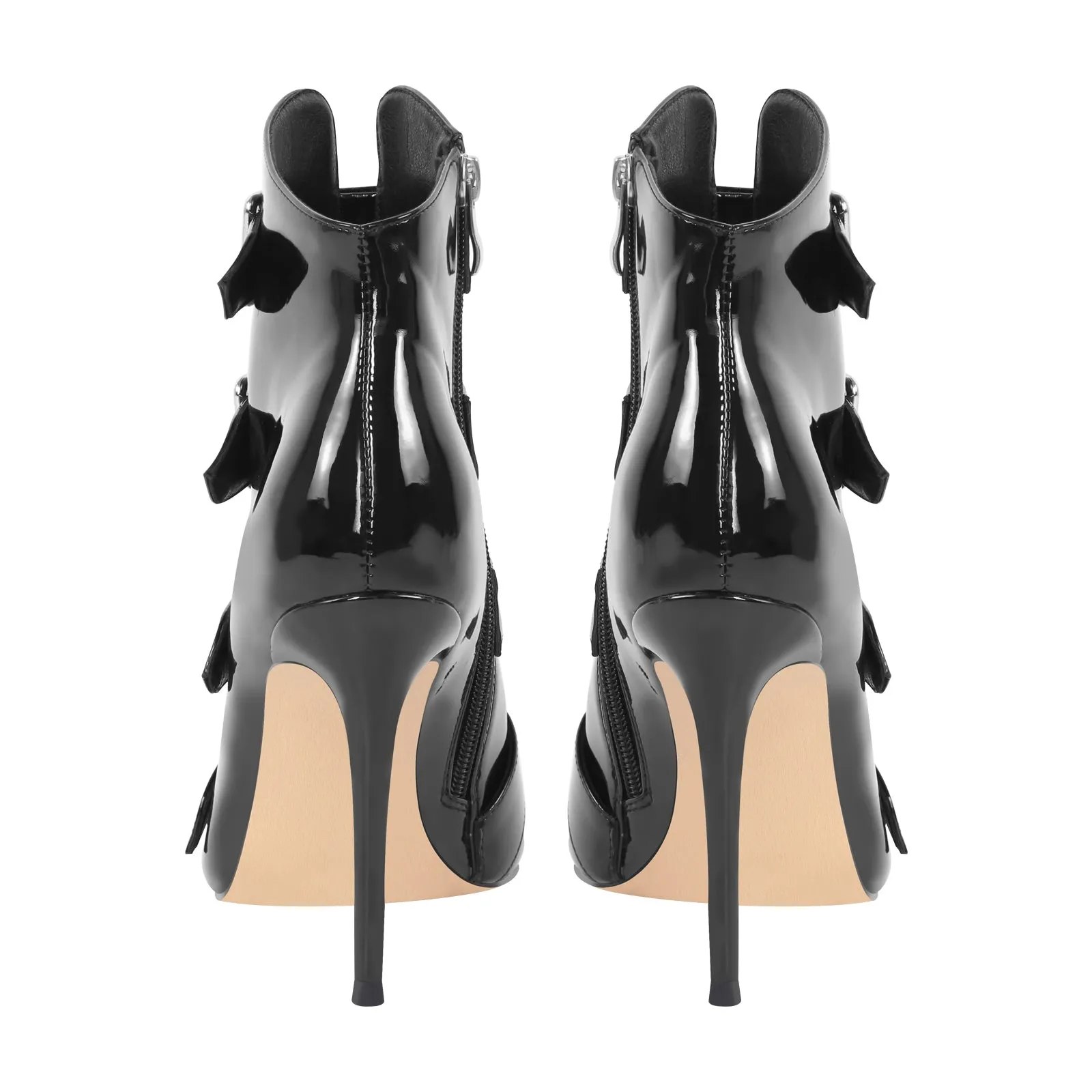 Patent Leather Open Toe Buckle Strap Ankle Boots sold by Onlymaker product image thumbnail 4