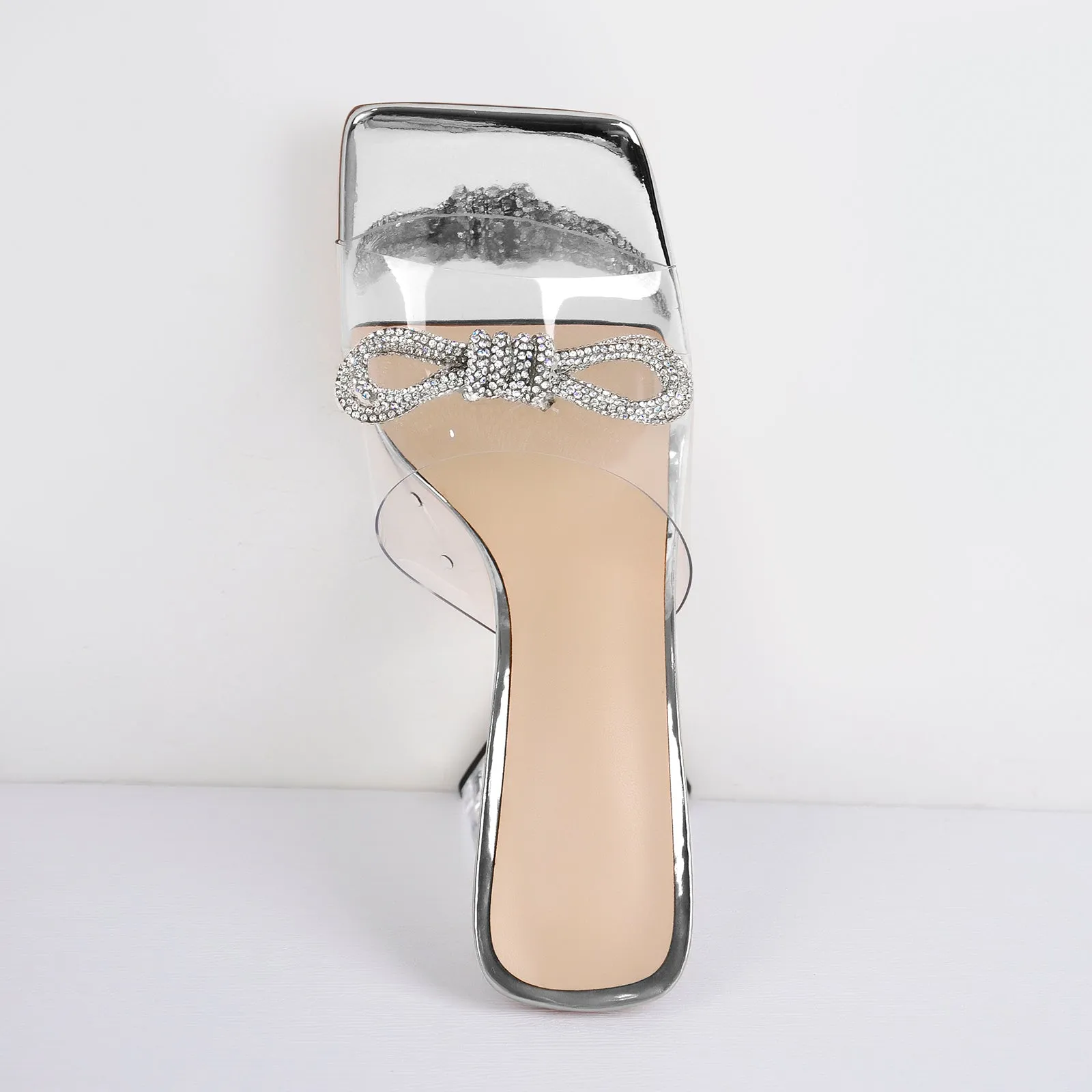 Square Toe Clear Band Diamante Bow Sandals sold by Onlymaker product image thumbnail 4