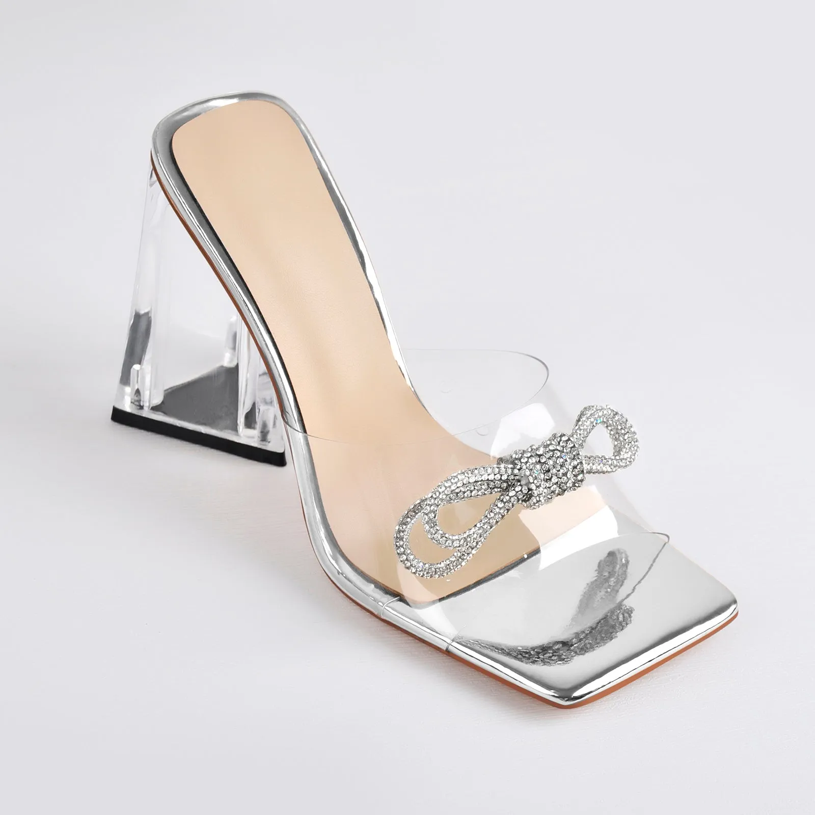Square Toe Clear Band Diamante Bow Sandals sold by Onlymaker product image thumbnail 2